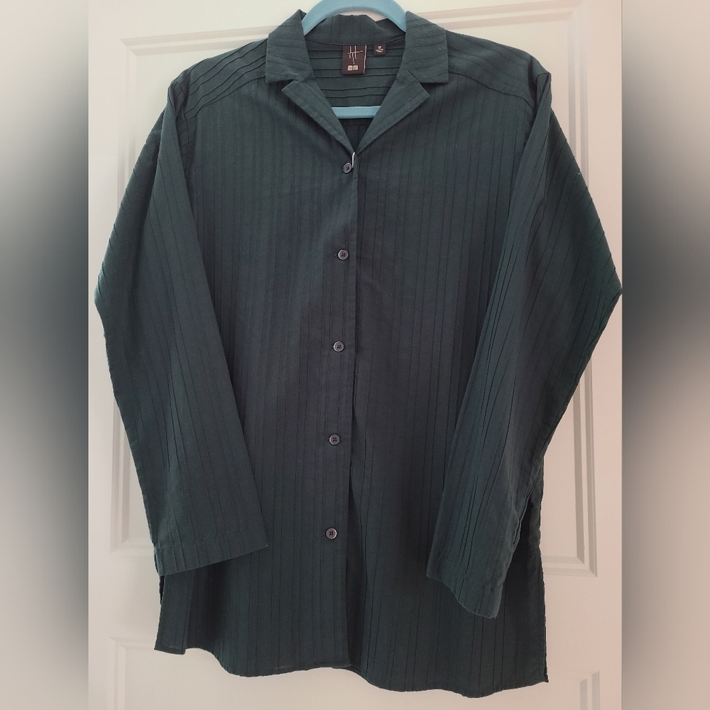 Uniqlo x Hana Tajima Dark Green Pleated Shirt